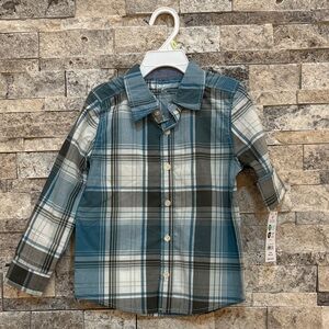 OshKosh B'gosh Blue and White Plaid Button Down Shirt